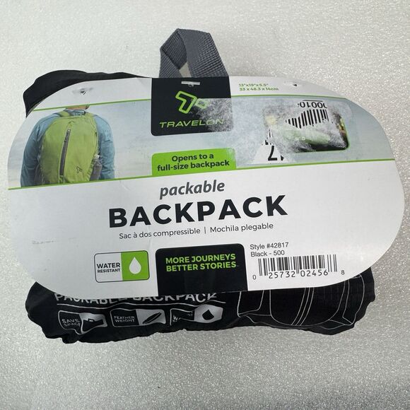 Travelon Packable Backpack , Black  NEW - Picture 1 of 2